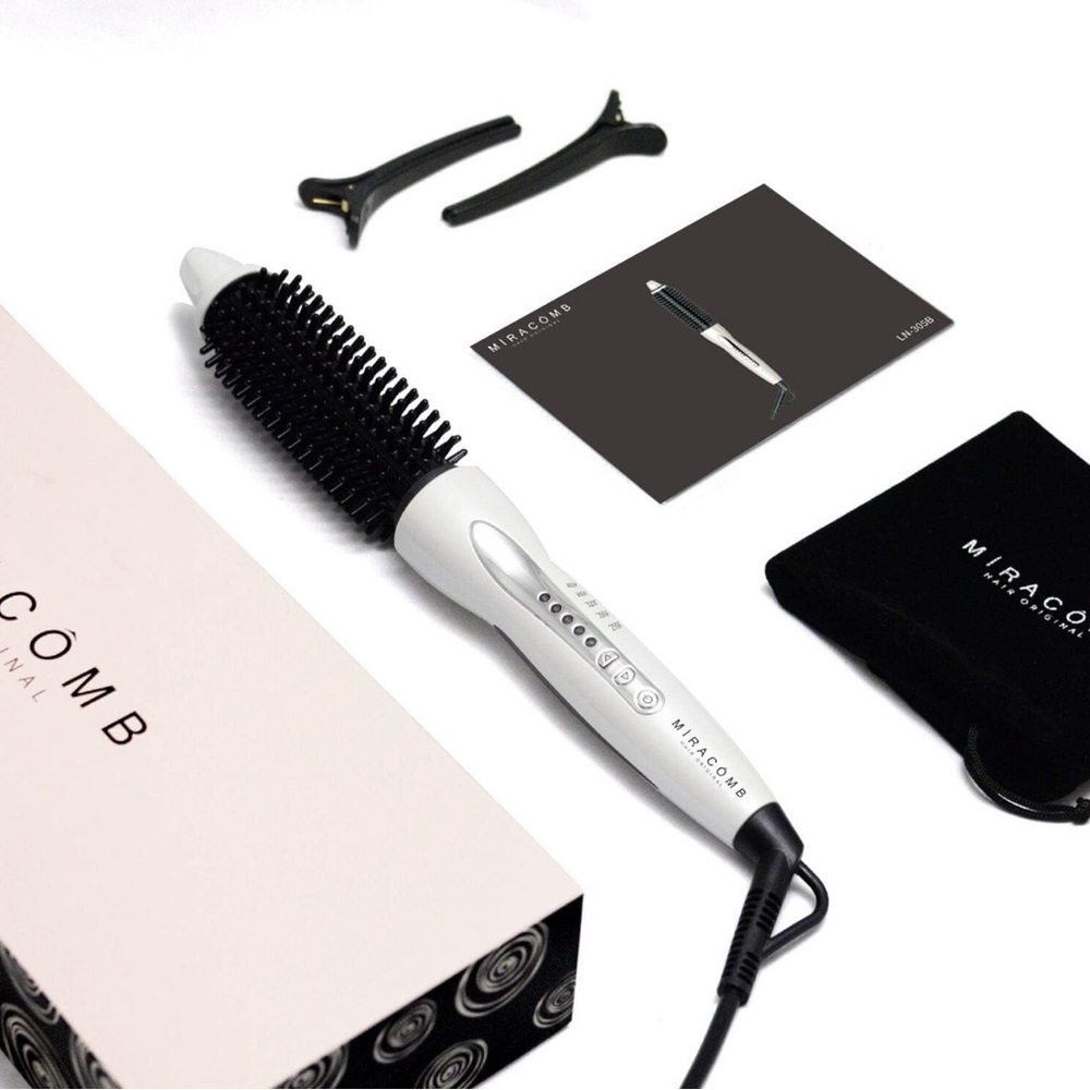 MiraComb Hair Curler Straightening Brush Multi Styler 1 Inch Curling Iron